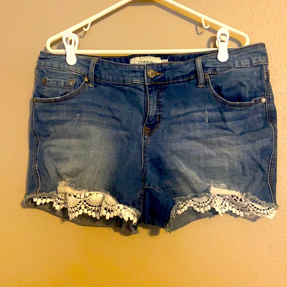 Size 16 torrid denim shorts lace detail